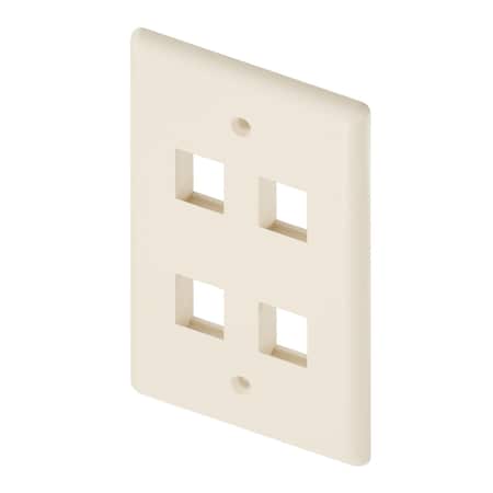 Unirise Usa 4Port Wall Plate, Single Gang, Ivory WP-4P-IVY